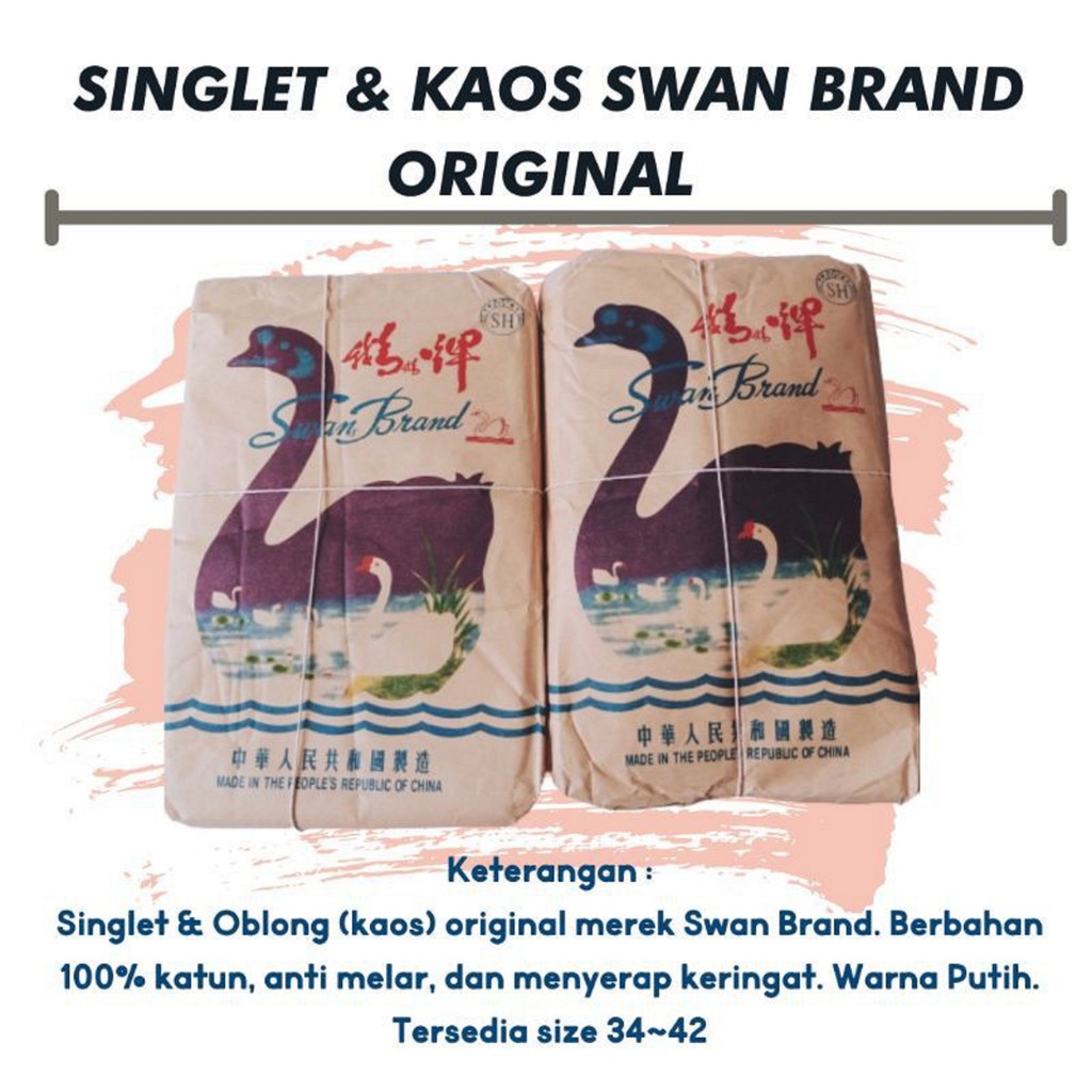 KAOS SINGLET PRIA WARNA PUTIH SWAN BRAND KAOS DALAM MURAH