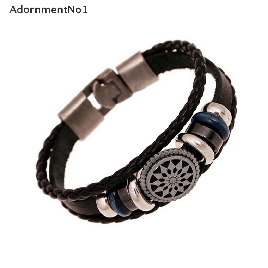 (AdornmentNo1) Gelang Tangan Kulit PU Motif Infinity Gaya Punk Vintage Untuk Pria / Wanita