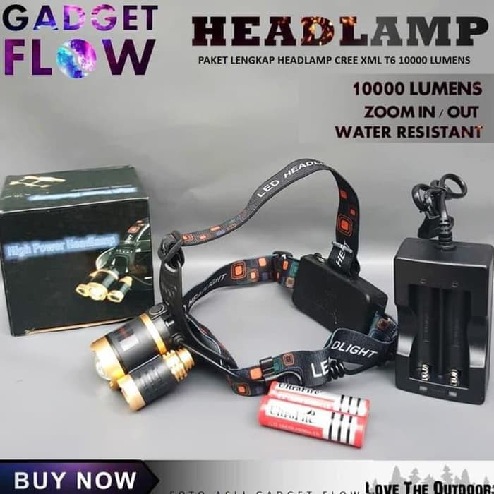 Promo Senter Kepala Headlamp Waterproof LED T6 10000 Lumen ( SUPER TERANG )