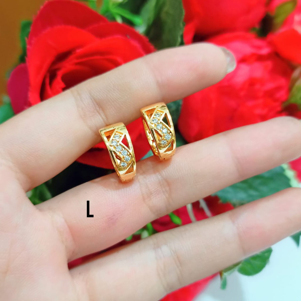 Anting jepit motif simple permata zircon gaya wanita dewasa tidak berkarat(COD)