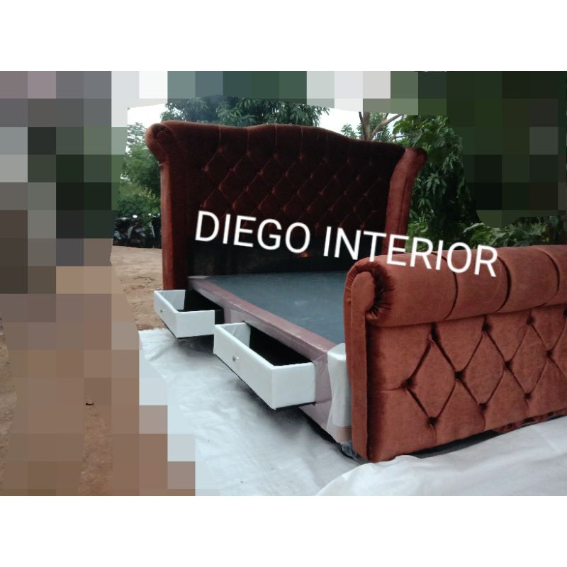 Dipan divan laci sandaran jaguar new tempat tidur untuk kasur 160x200