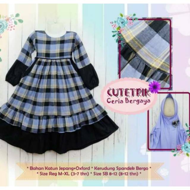 Gamis anak motif kotak cutetrik