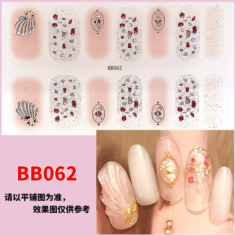 BB 14Pcs/Set Stiker Kuku 3d Desain Bermotif High End Berlian Mutiara Permata Warna-Warni Untuk Tempel Tahan Air Tahan Lama Menicure Stickers Korea Self Adhesive Fashion Sticker kuku Full Aksesoris Dapat Kupas Mudah Digunakan Dan Dilepas Anti Air Nail Art