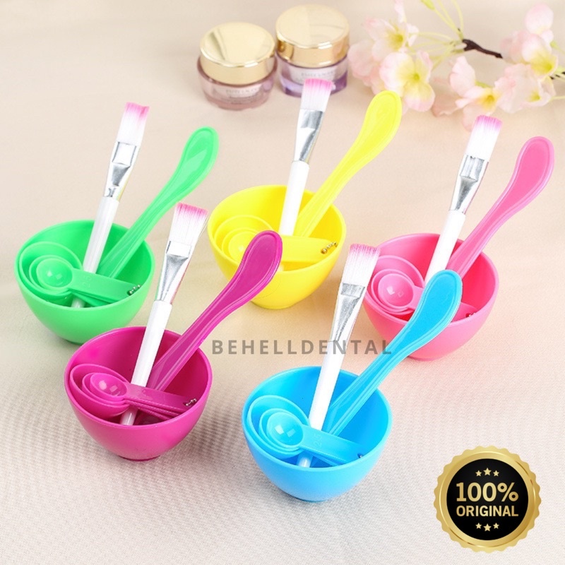 MANGKUK MASKER KUAS SENDOK BOWL / SET MANGKOK TEMPAT MASK DIY ORI 4 IN 1 / 4in1 Set COD BEHELLDENTAL