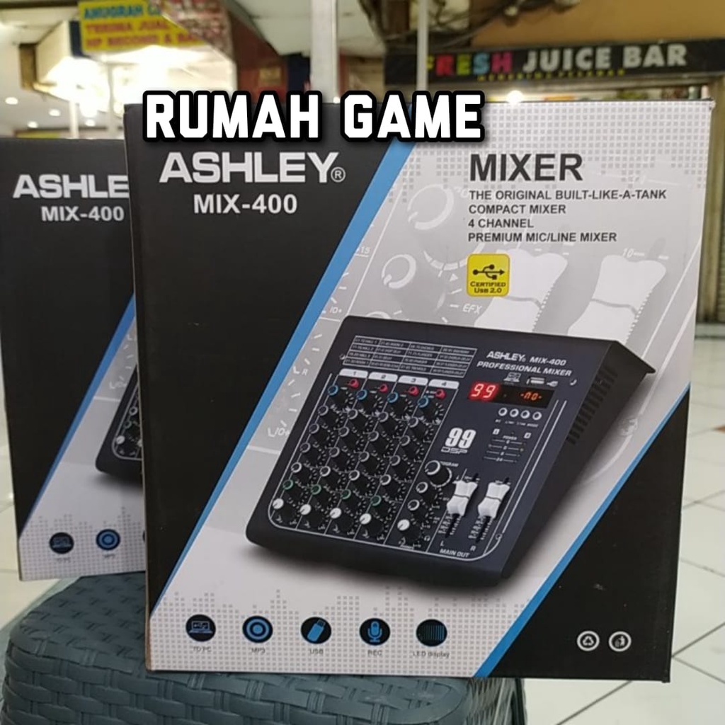 MIXER AUDIO ASHLEY MIX-400 MIXER AUDIO USB BLUETOOTH 4 CHANNEL