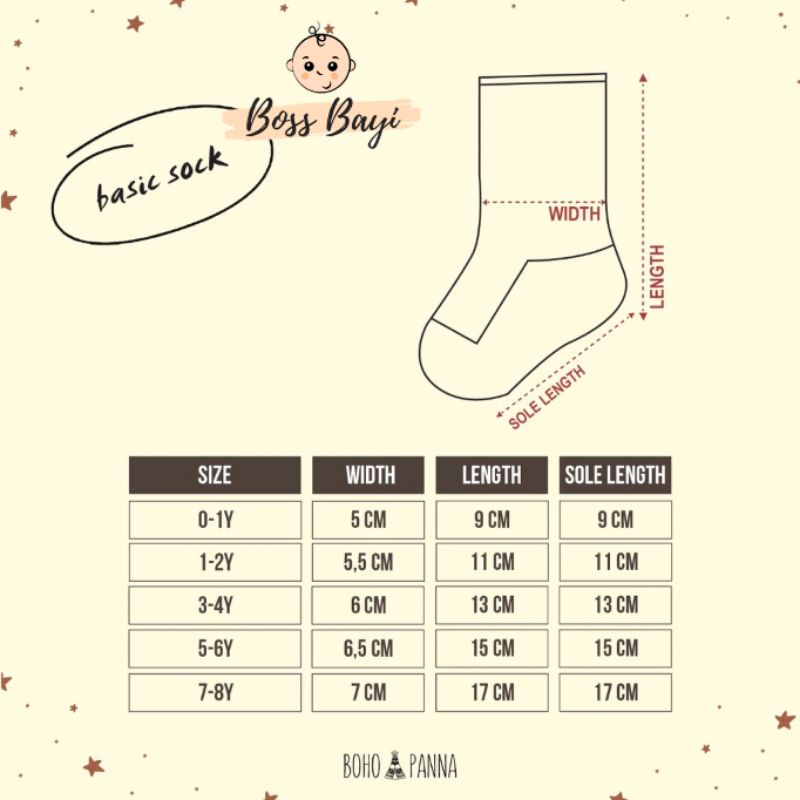 BOHOPANNA - Basic Socks  (Kaos Kaki Bayi/ anak)