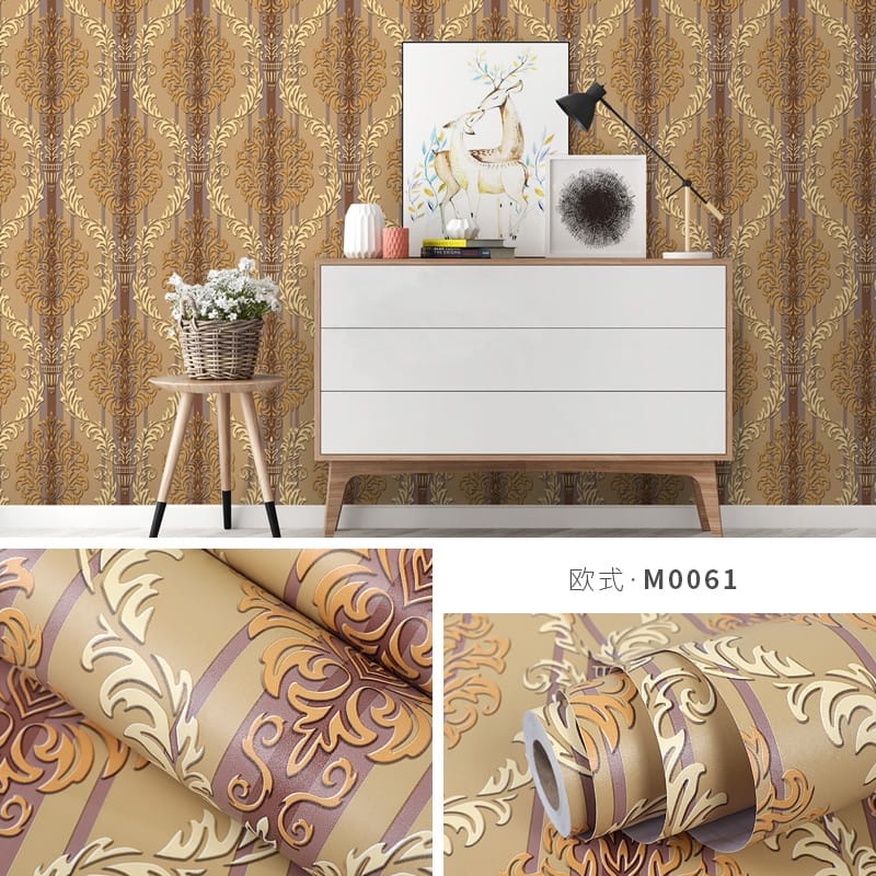 WALLPAPER DINDING MOTIF 3D 45x1000 Cm / STIKER TEMBOK TERMURAH-1. Coklat Batik