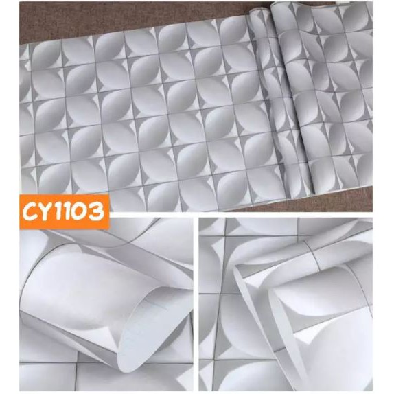 CY1103 MOZAIC GREY WHITE 10 m X 45 cm Wallpaper Stiker Dinding