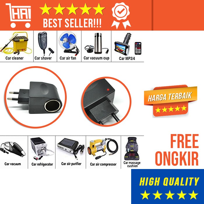 ADAPTOR KONVERTER AC DC PERALATAN MOBIL KE LISTRIK RUMAH COLOKAN CHARGER EUPLUG ADAPTER CONVERTER AC