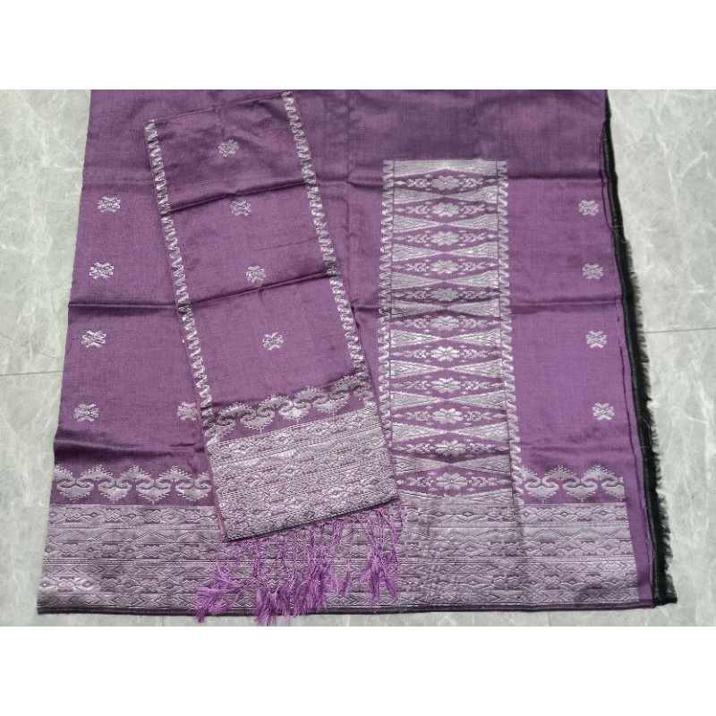 songket silungkang warna ungu silver