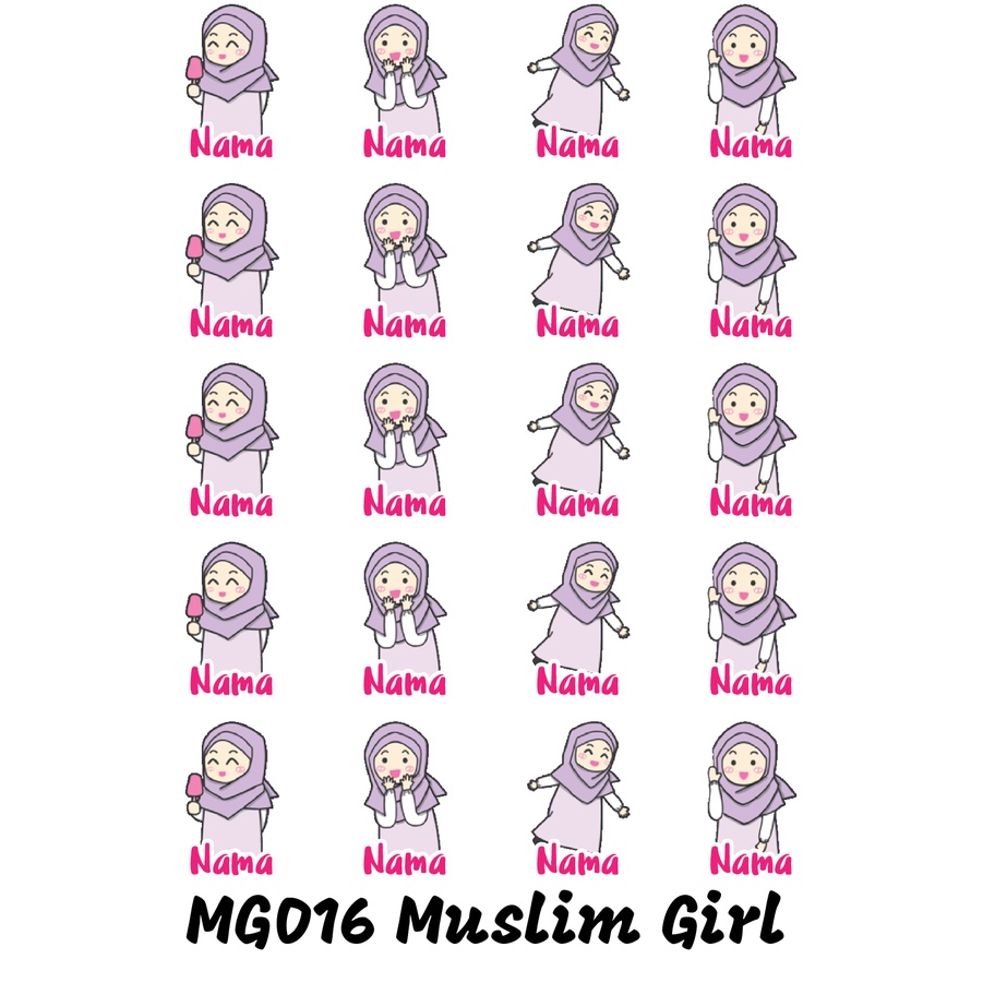 

Sticker Nama Cutting Label Waterproof Tahan Air Muslim Girl 16 (MG016)