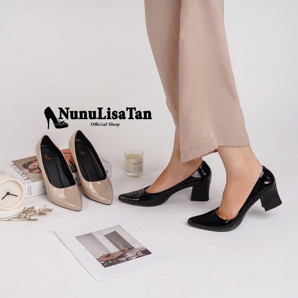 NunuLisaTan - High Heels Pantofel Glossy polos Hak tahu