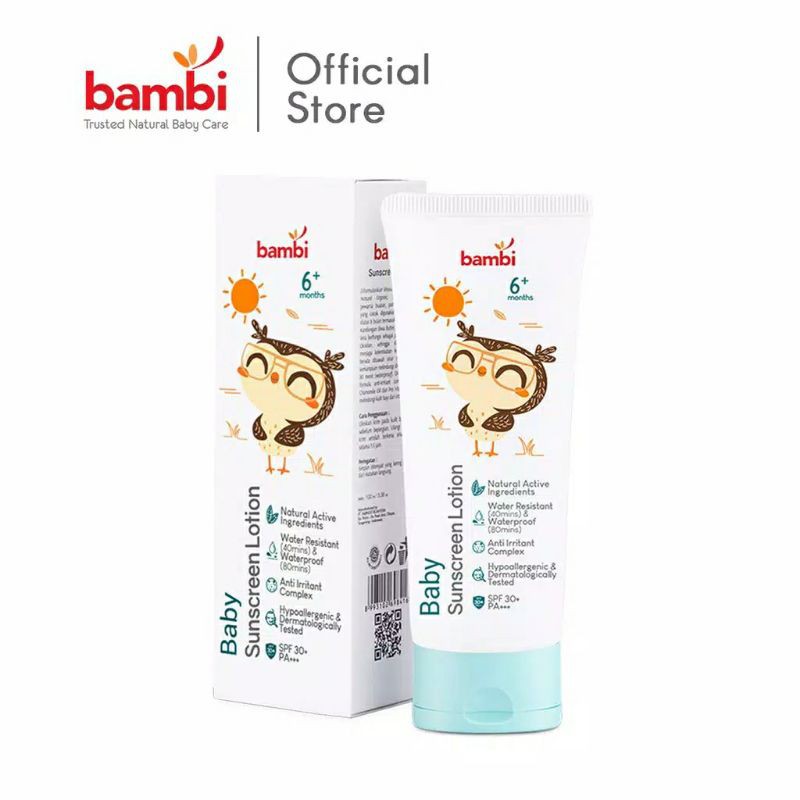 Bambi Baby Sunscreen Lotion 100ml - Sunblock Bayi 6M+ - Bambi Sun Blok Sun Screen Anti UV Bayi Anak