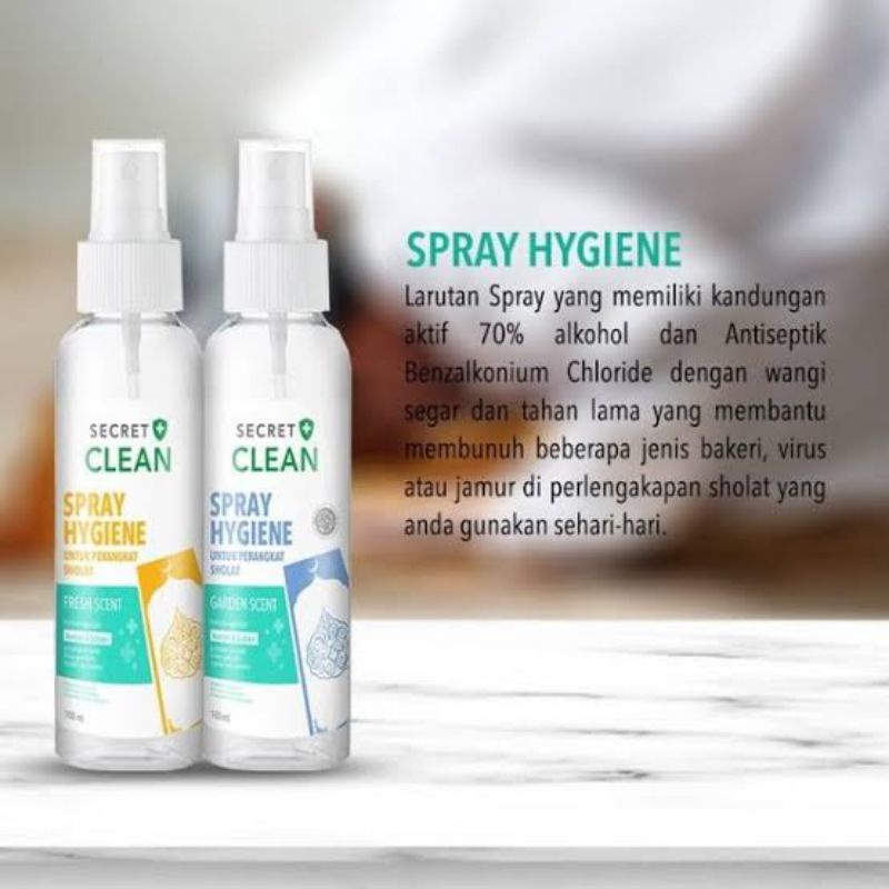Secret Clean Spray Hygiene 100ml / Disinfektan Pengharum Perangkat Sholat