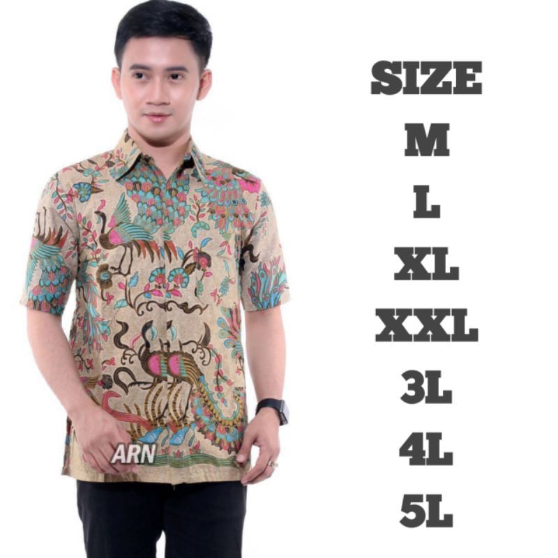 BIG SIZE kemeja batik lengan pendek Pria Hem batik pria baju batik Jumbo XXL 3L 4L 5L