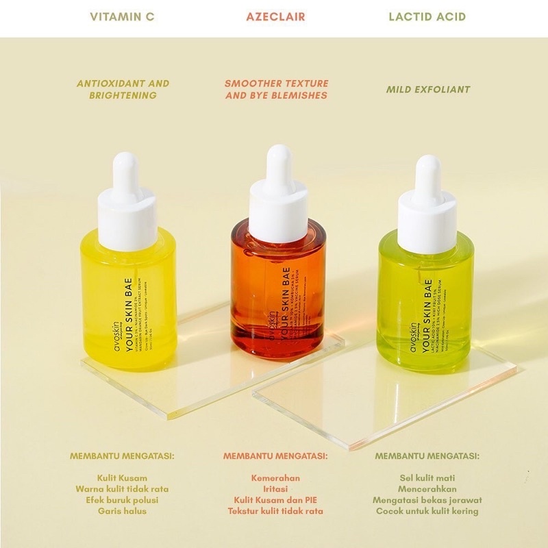 AVOSKIN Your Skin Bae SERUM Azeclair 10% + Kombucha 3% + Niacinamide 2,5% Vaccine Serum 30ml BPOM