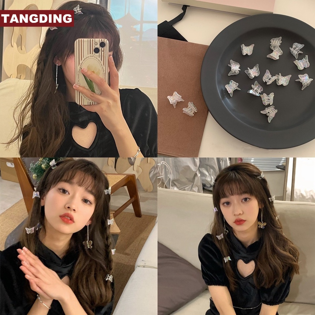 【COD Tangding】10pcs / SET Jepit Rambut Bentuk Kupu-Kupu Kecil Warna Transparan Untuk Dekorasi