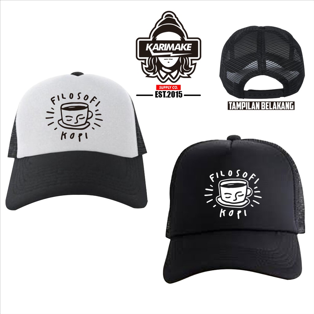 Topi Trucker Filosofi Kopi Topi Jaring - Karimake