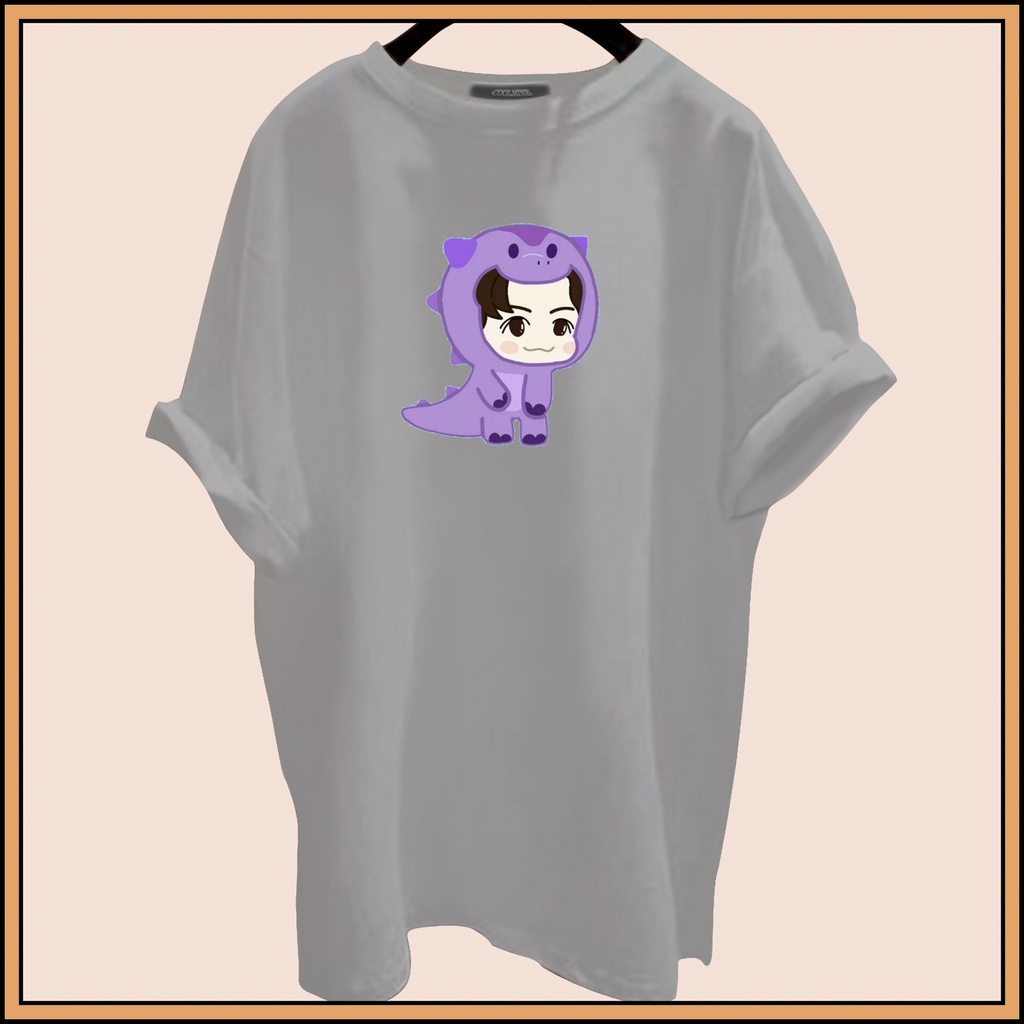 CALVIERO SHOP - BAJU KAOS ATASAN WANITA LILAC DINO PRINT