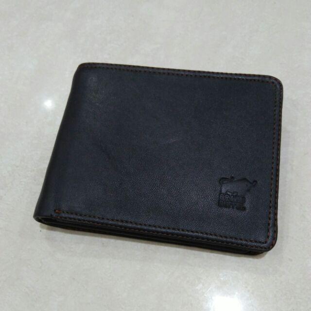 Dompet cowok braunbuffel lipat kulit asli pendek-Bb dongker