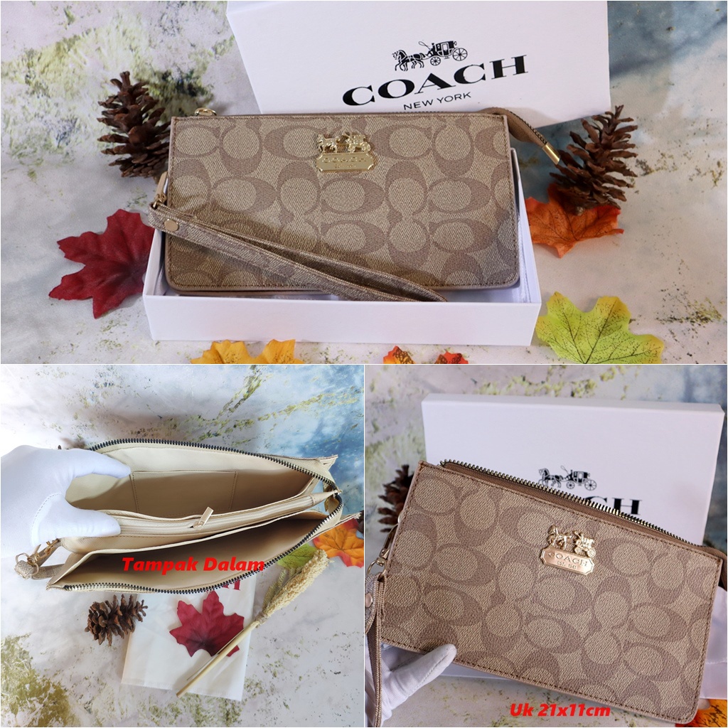Clutch Pesta Dompet POUCH Wanita Coach SIGNATURE POUCH Coach 6866 Terbaru Dompet Hadiah Terbaik Pest