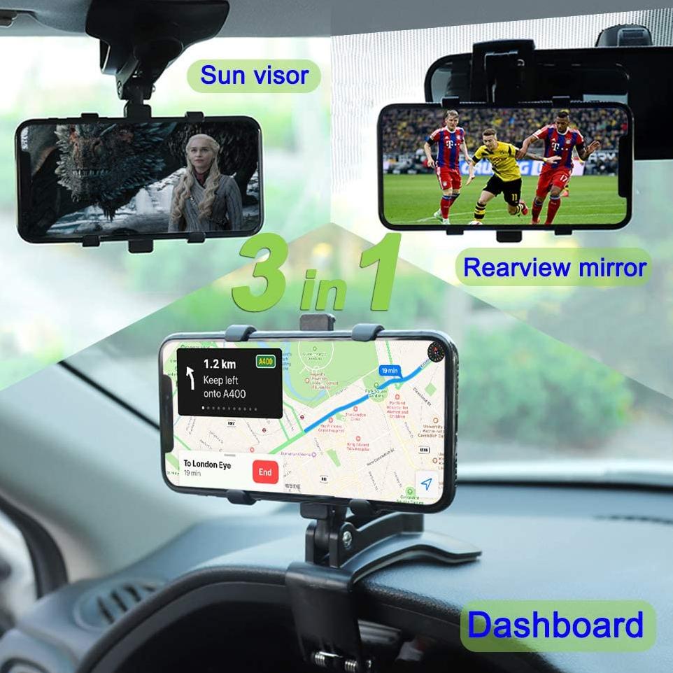 S1V8 Car Phone Holder Hp Mobil Multifungsi Cup Dashboard SunVisor Rearview Mirror Stand HP Meja Caga