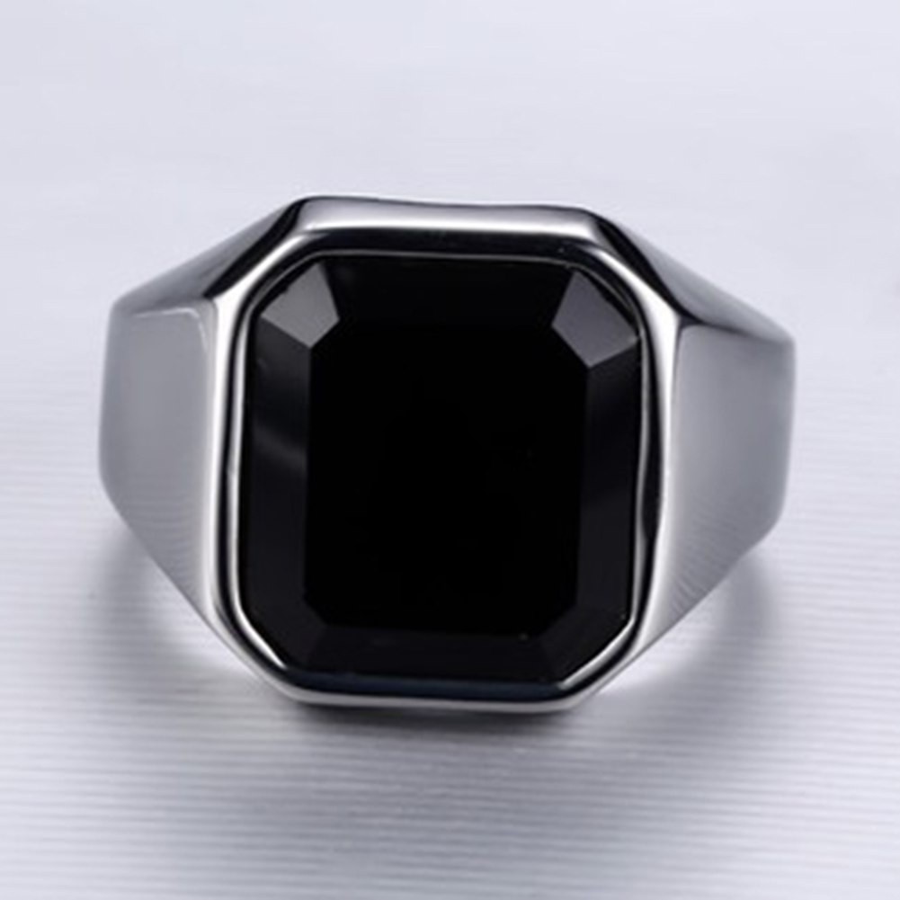 Cincin Pria Titanium Stainless Black Onyx Stone Premium Onix JCP-018