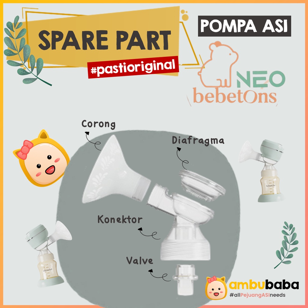 Bebetons NEO PALM Spare Part Pompa ASI Corong Silikon Konektor Diafragma Valve