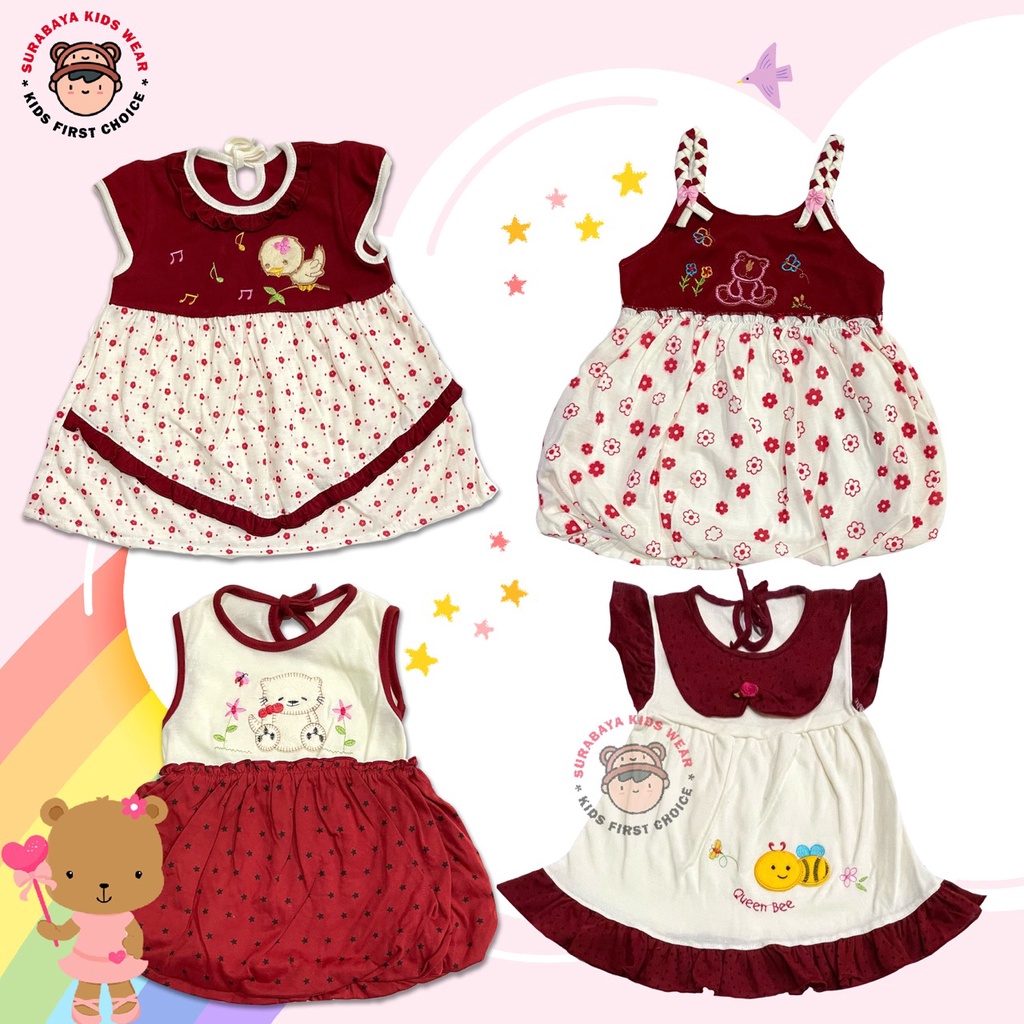 Dress Anak Perempuan Ruffle Merah-Putih