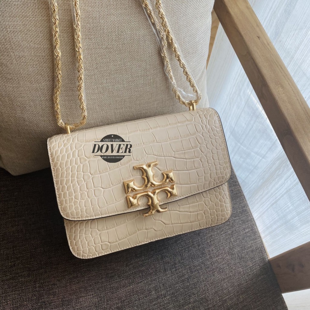 Tory Burch Eleanor Quilted Croco Ivory - ORIGINAL 100%