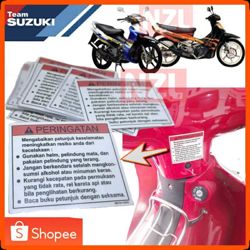 sticker logo emblem warning perhatian peringatan body satria lumba hiu ru 120r 2tak kotak rk cool