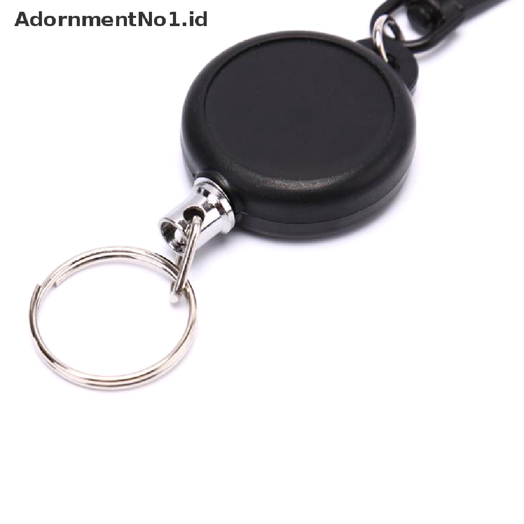 (AdornmentNo1) 1pc Gantungan Kunci Holder Kartu ID / Badge Retractable 60cm Warna Hitam