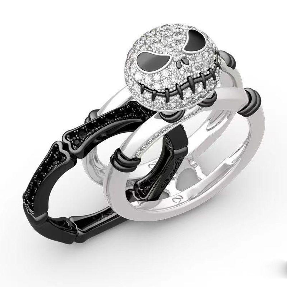 [Elegan] Halloween Wanita Cincin Lucu Unisex Punk Keren Zirkon Tampan Perhiasan Fashion