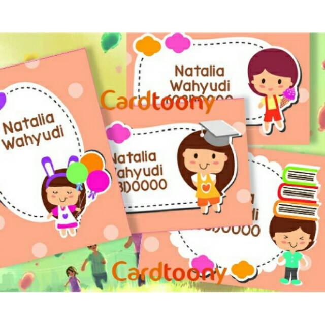 Sticker stiker  label nama  anak sekolah  lucu Shopee 