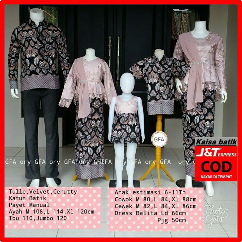 READY JUMBO - BAJU COUPLE BATIK KEBAYA BROKAT KELUARGA | Set pakaian keluarga | BAJU BATIK SARIMBIT KEBAYA | Ndoro jawi Maura Couple - Sania Ruffle Batik Couple ori Ndoro jowi DNT Garansi Termurah Shopee - seragam batik keluarga batik keluarga batik set b-1