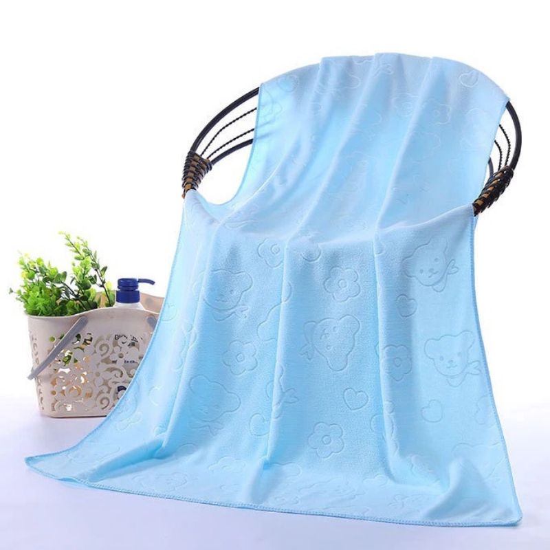 Handuk Mandi Besar 70x140cm Handuk Mandi Kecil 30x60cm Polos Motif Beruang Quick Drying Bath Towel