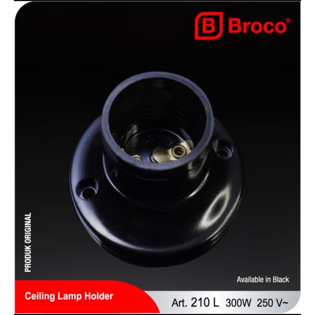 Fiting Plafon Broco~Fiting Lampu Broco Plafon~BULAT~E27~Broco~210L~Hitam~SNI