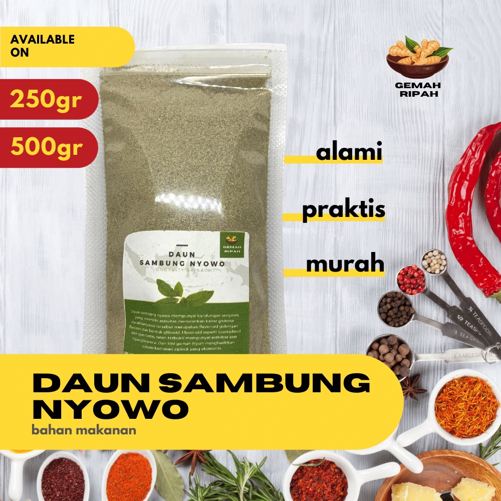 

Daun Sambung Nyowo Bubuk250gram 500gram 1kgDaun Sambung Nyawa Kering Bubuk Premium Simplisia Teh Herbal Obat Alami Jamu Godog Kesehatan TubuhObati Stroke Diabetes Obat Rematik Flek Hitam Obat Kanker Payudara Obat Asam Urat Ginjal