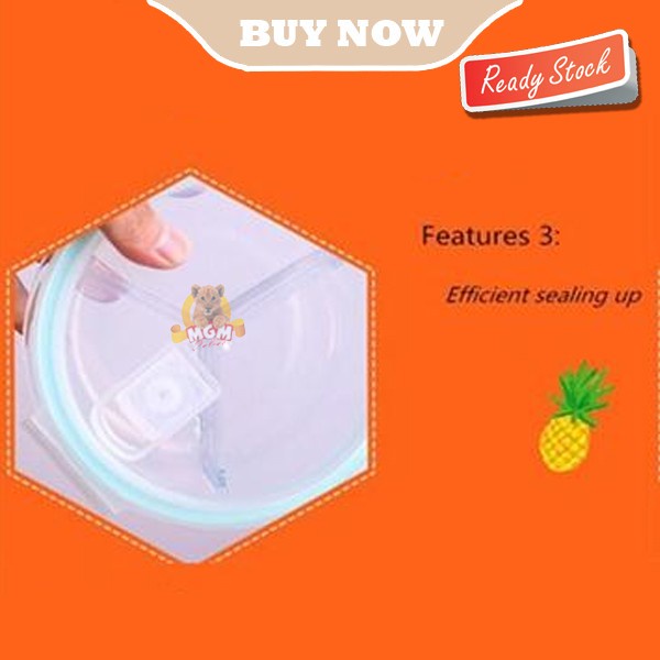 Borosilicate Glass Lock container BULAT 950ml Sekat 2 Tempat makan