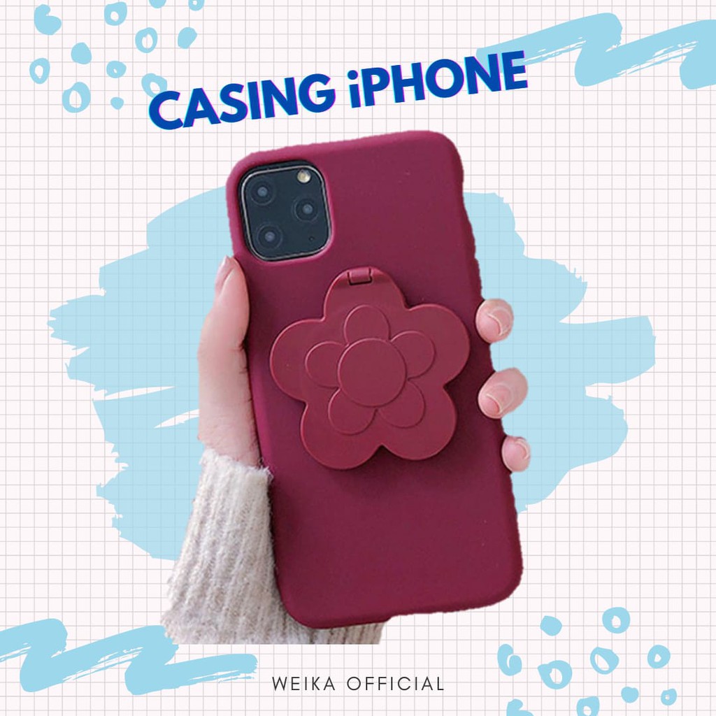 Casing Flower Make-up Mirror Soft Case iPhone 6/6s/6+/7+/8+/X/XS/XR/XS