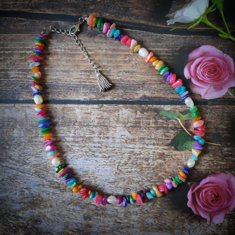 Kalung  Coker Kerikil Kerang Mutiara