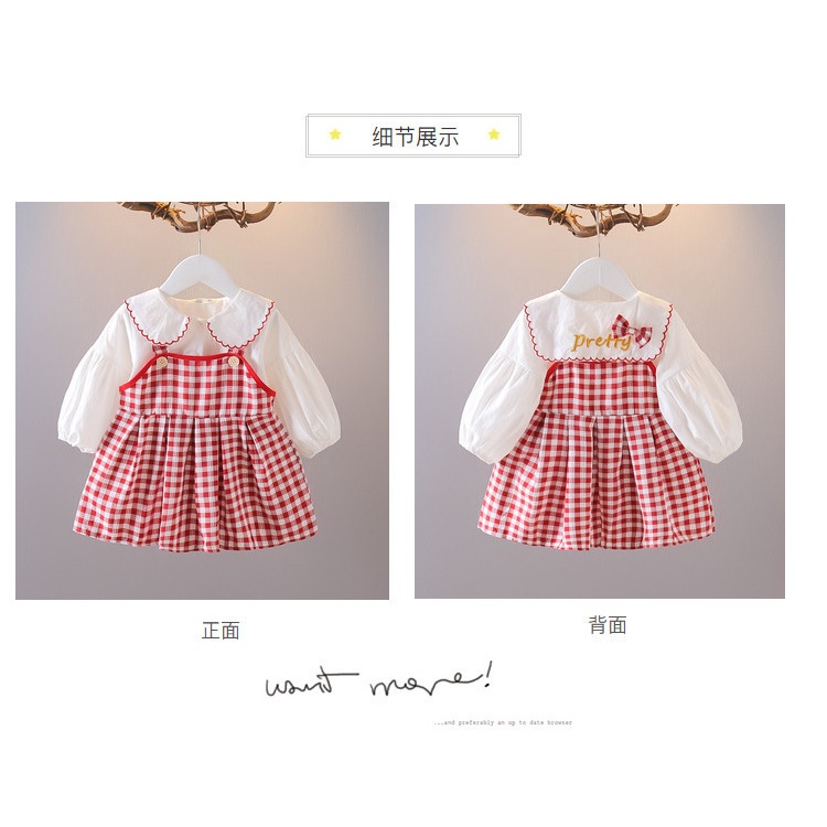 Baju Bayi Perempuan PRETTY Setelan Overall Kotak Kotak Kemeja Fashion Anak Bayi Korean Style Import