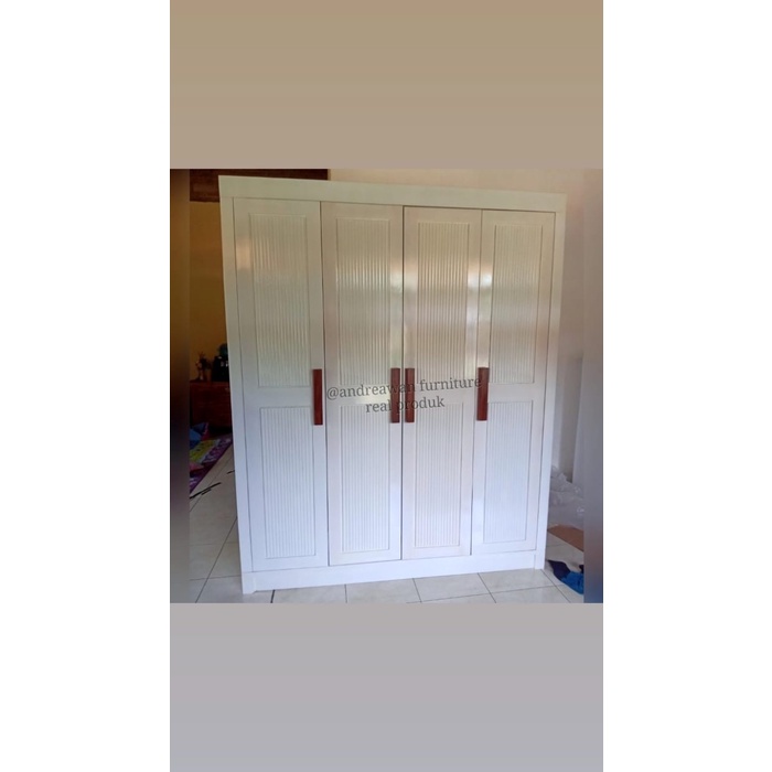 Lemari Pakaian 4 Pintu Kayu Pilihan Model Salur Gambar By Custom Finishing Cat Duco Kombinasi