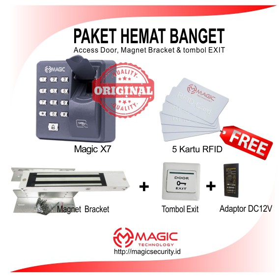 Paket Access Control Pintu X7 untuk Pintu Kayu Magnetic Lock