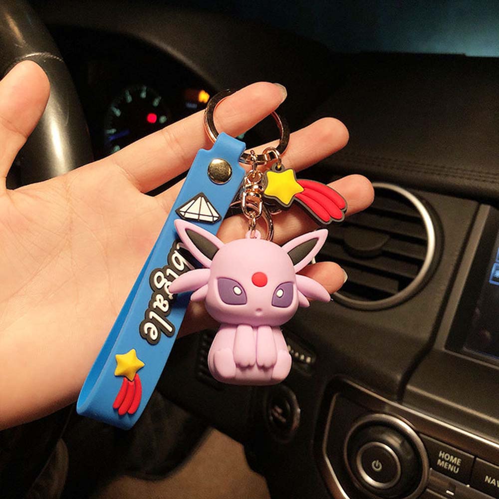 Needway  Pikachu Pokemon Figures Toy Sylveon Bag Pendant Pikachu Doll Keychain Action Figure Keychain 10 styles Espeon Classic Japanese Cartoon Pocket Toy Elf Car Keychain