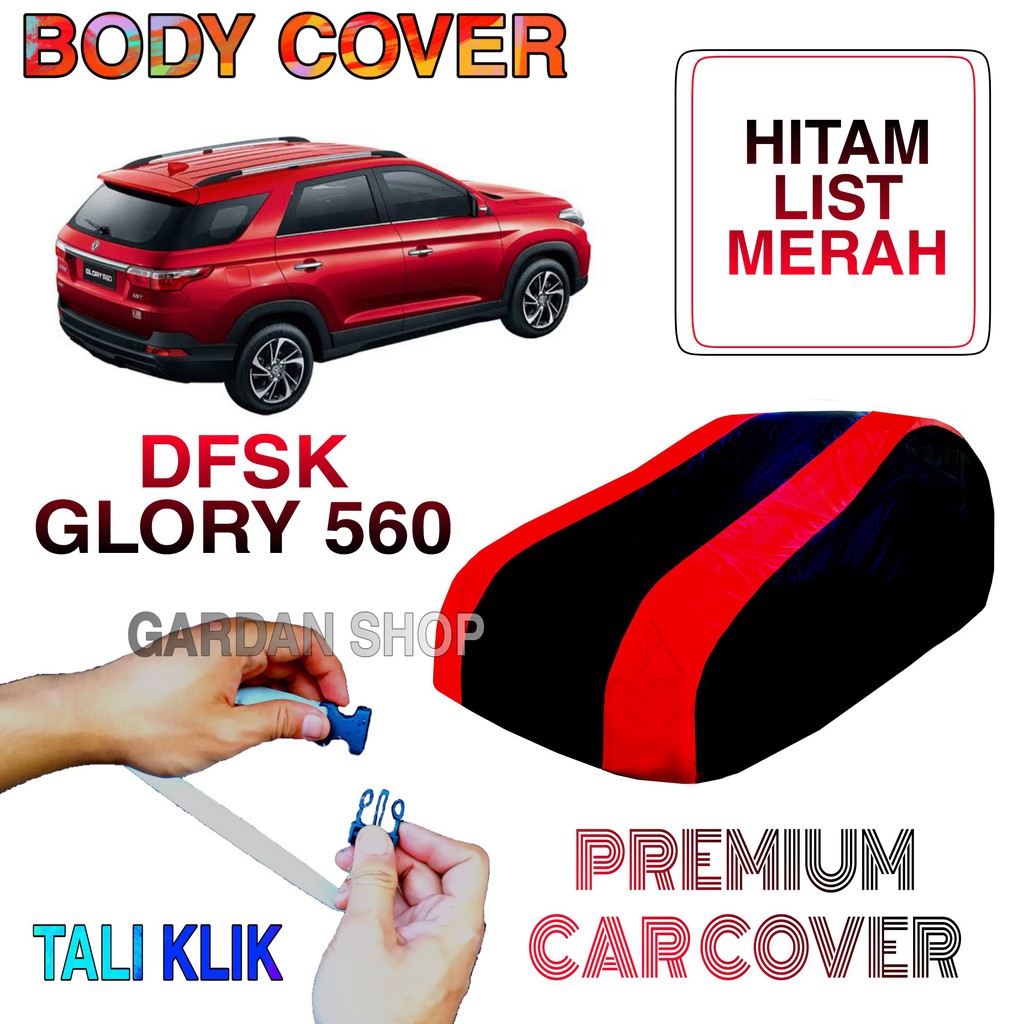 Sarung Mobil DFSK GLORY 560 List MERAH Body Cover Penutup Dfsk Glory 560 PREMIUM Red