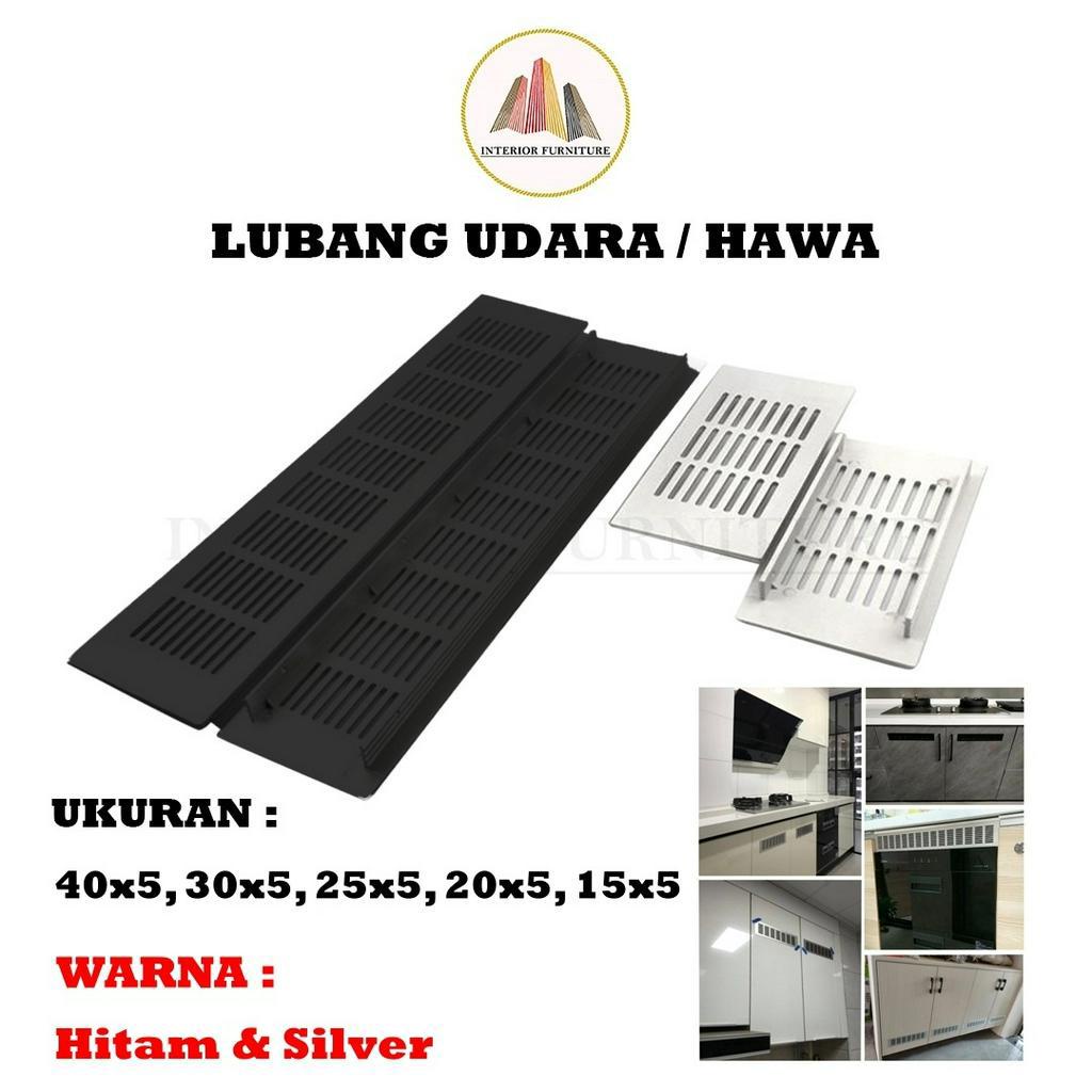 Lubang Udara 5 x 15-40 cm Hitam Anodize Aluminium Lubang Hawa Ventilator Kotak Lobang Ventilasi Meja
