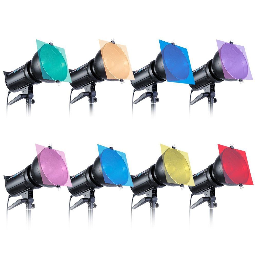 

New 30X30cm Pack of 8 Transparent Color Correction Lighting Gel Filter in 8 Different Colors