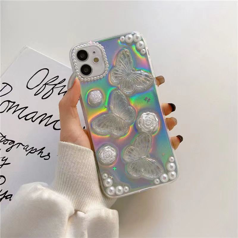 Soft Case Desain Kupu-Kupu 3D Glitter Untuk iPhone 14 Pro Max XR 11 13 Pro Max 7 8 Plus 12 Pro Max 6 6S Plus SE 2020 XS Max X 8 7 6 6S