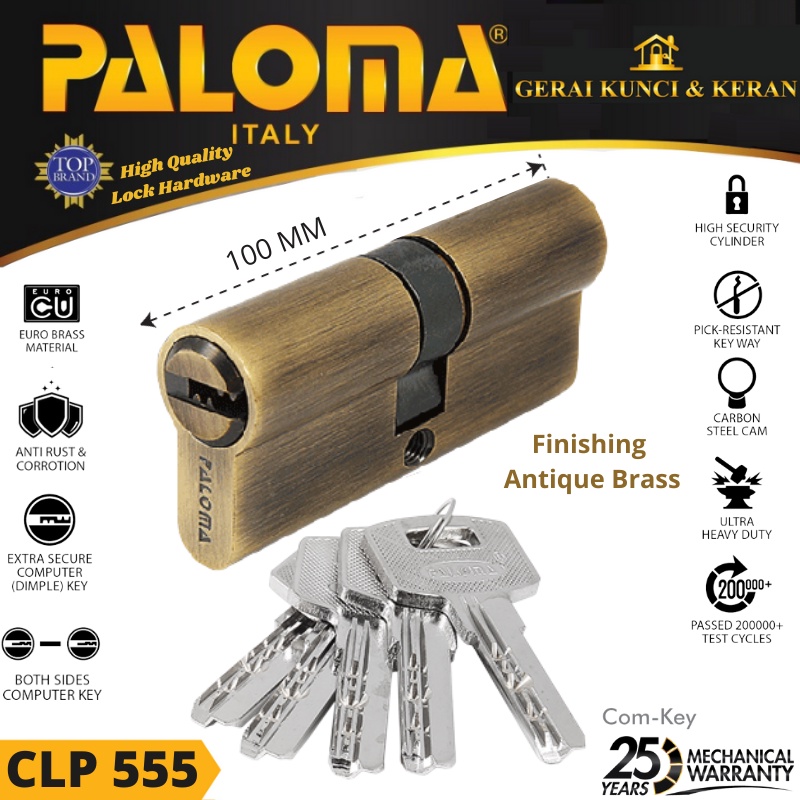 Double Cylinder PALOMA CLP 555 DELUXE DC-CK 100MM - Cylinder Kunci